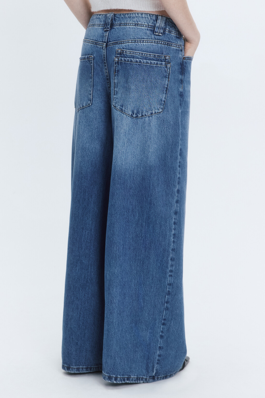 Джинсы baggy fit широкие со средней посадкой - цвет голубой - 3