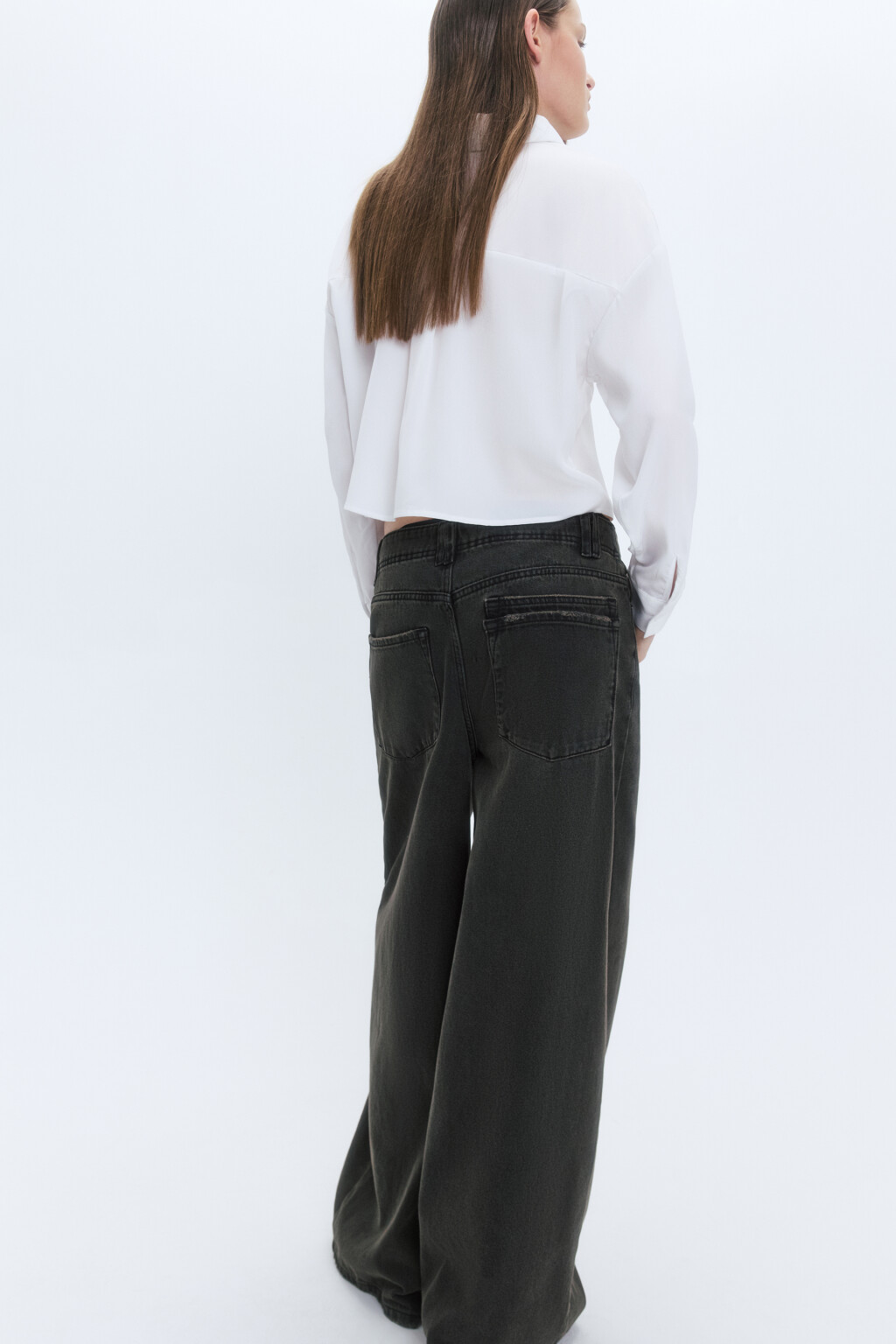 Джинсы baggy fit широкие со средней посадкой - цвет темный тинт - 1