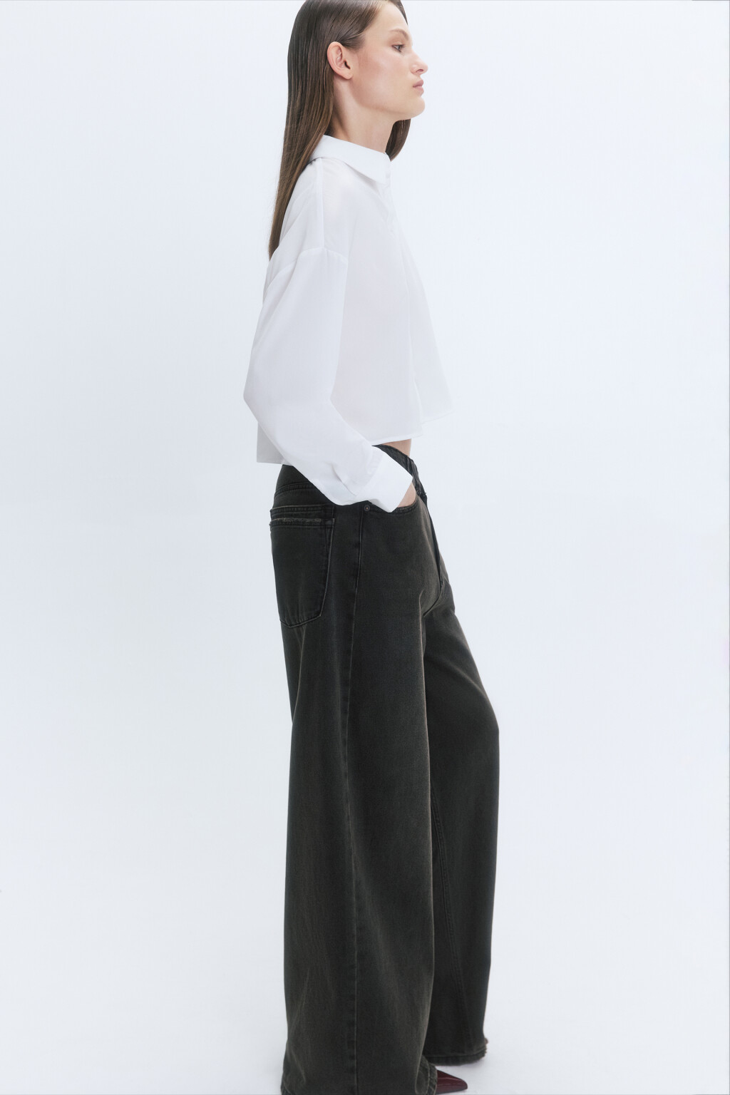 Джинсы baggy fit широкие со средней посадкой - цвет темный тинт - 2