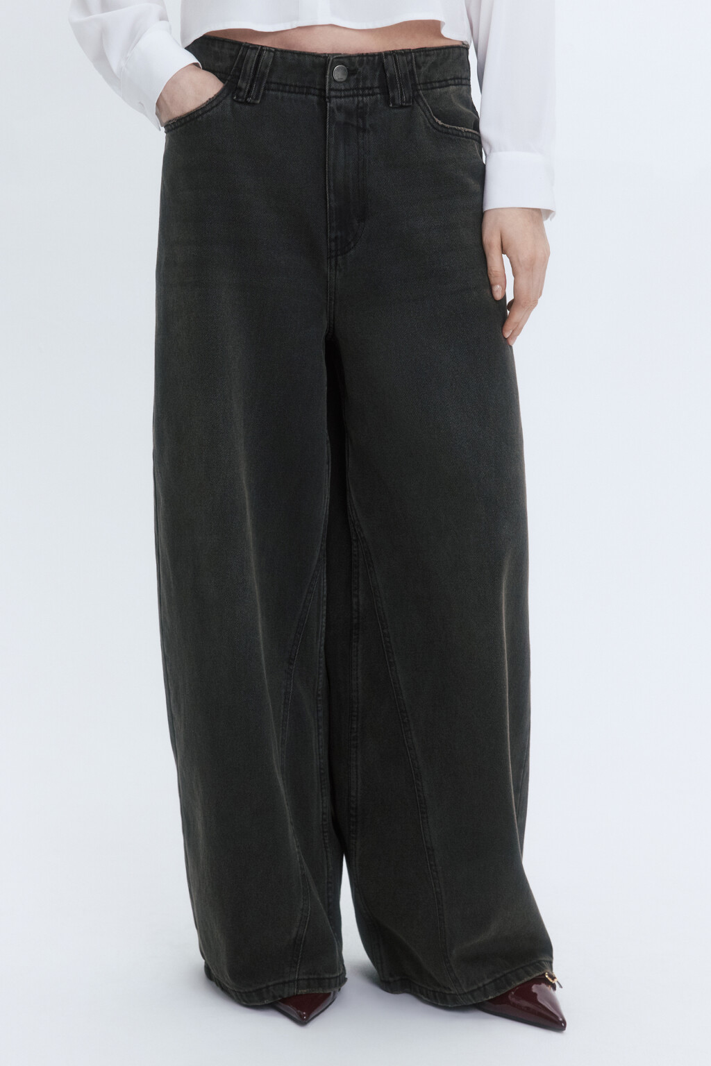 Джинсы baggy fit широкие со средней посадкой - цвет темный тинт - 3