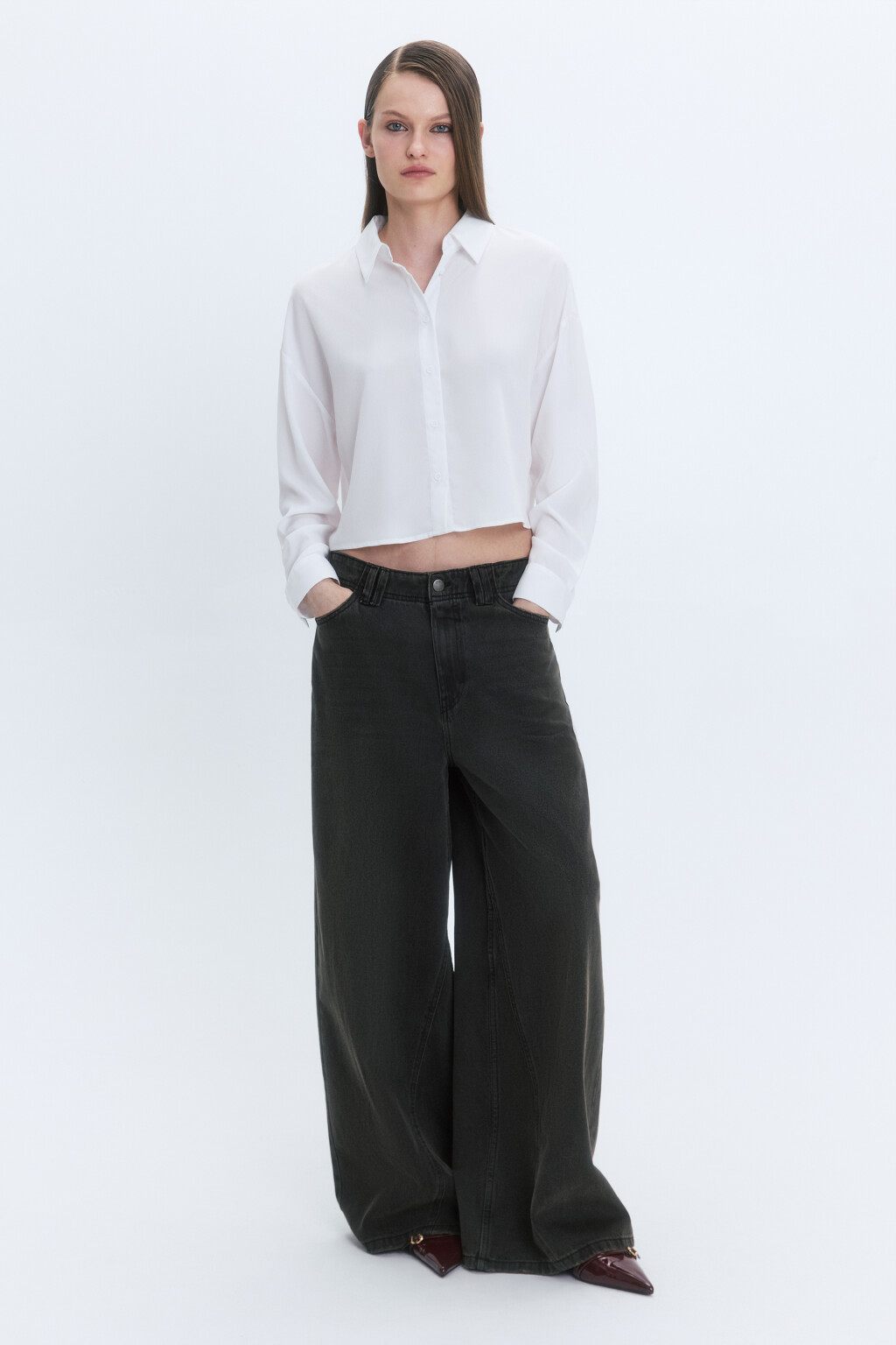 Джинсы baggy fit широкие со средней посадкой - цвет темный тинт - 6