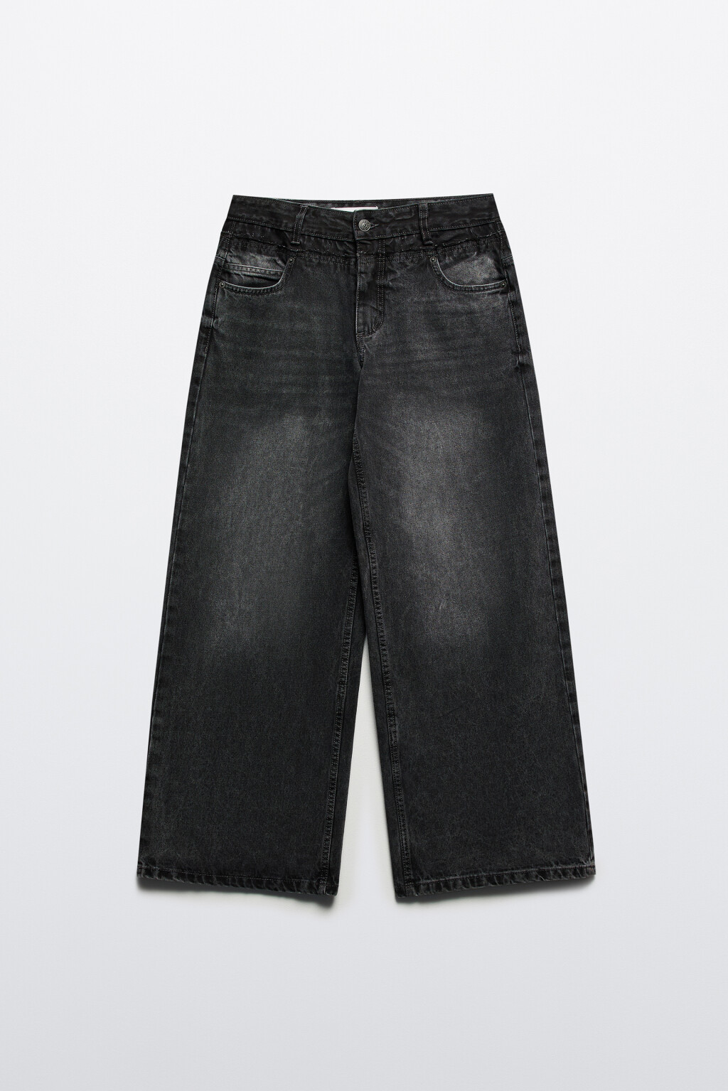 Джинсы широкие с отрезным поясом - цвет серый - 8