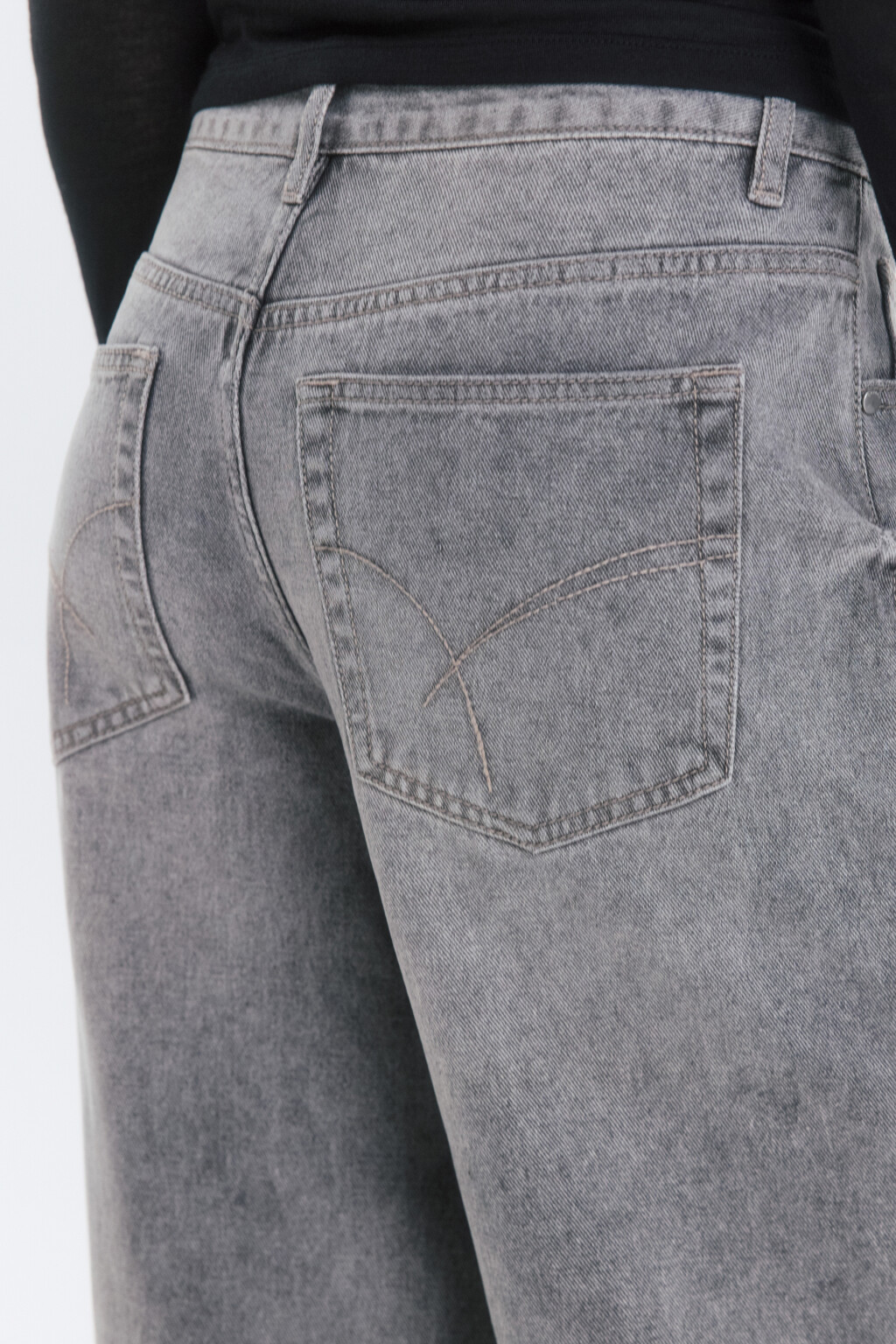 Джинсы wide leg широкие со средней посадкой - цвет серый - 6