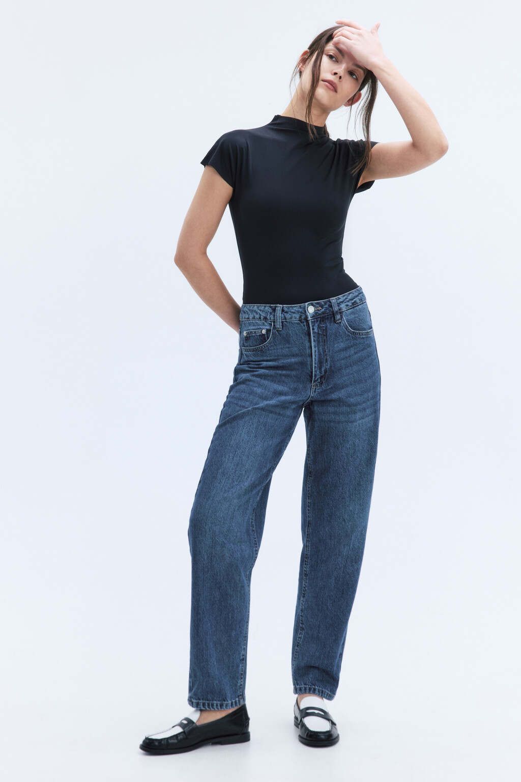 Джинсы mom fit с высокой посадкой - цвет голубой - 1