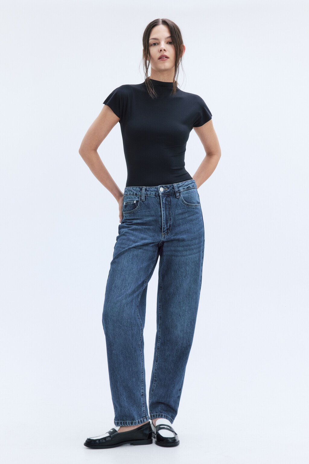 Джинсы mom fit с высокой посадкой - цвет голубой - 5