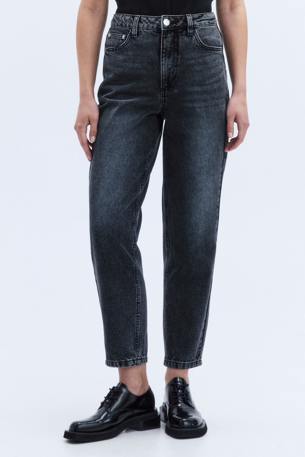 Джинсы mom fit с высокой посадкой - цвет серый - 2