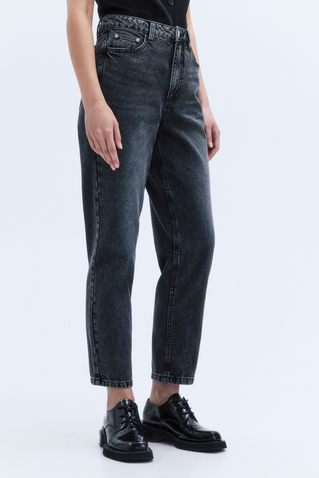 Джинсы mom fit с высокой посадкой - цвет серый - 3