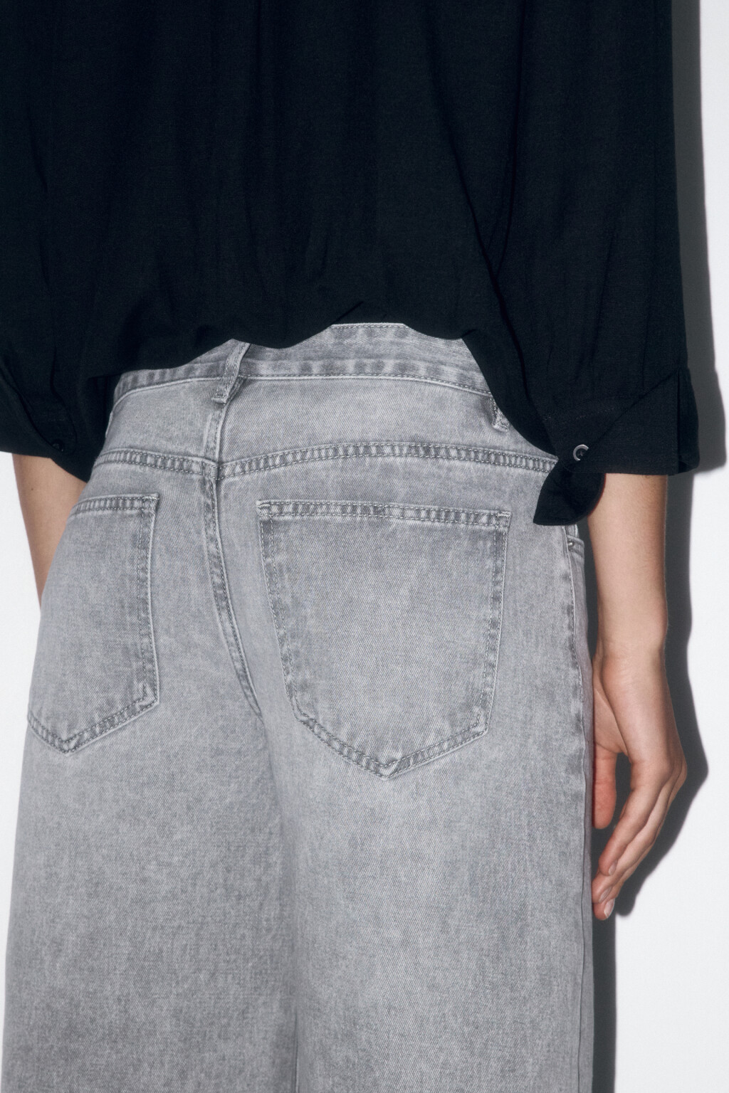 Джинсы широкие со средней посадкой - цвет серый - 7