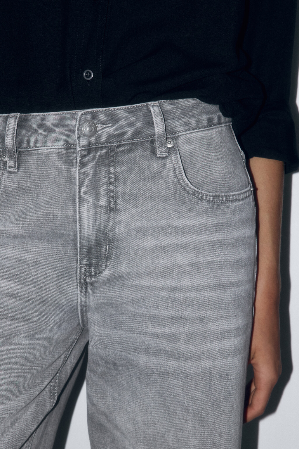 Джинсы широкие со средней посадкой - цвет серый - 8