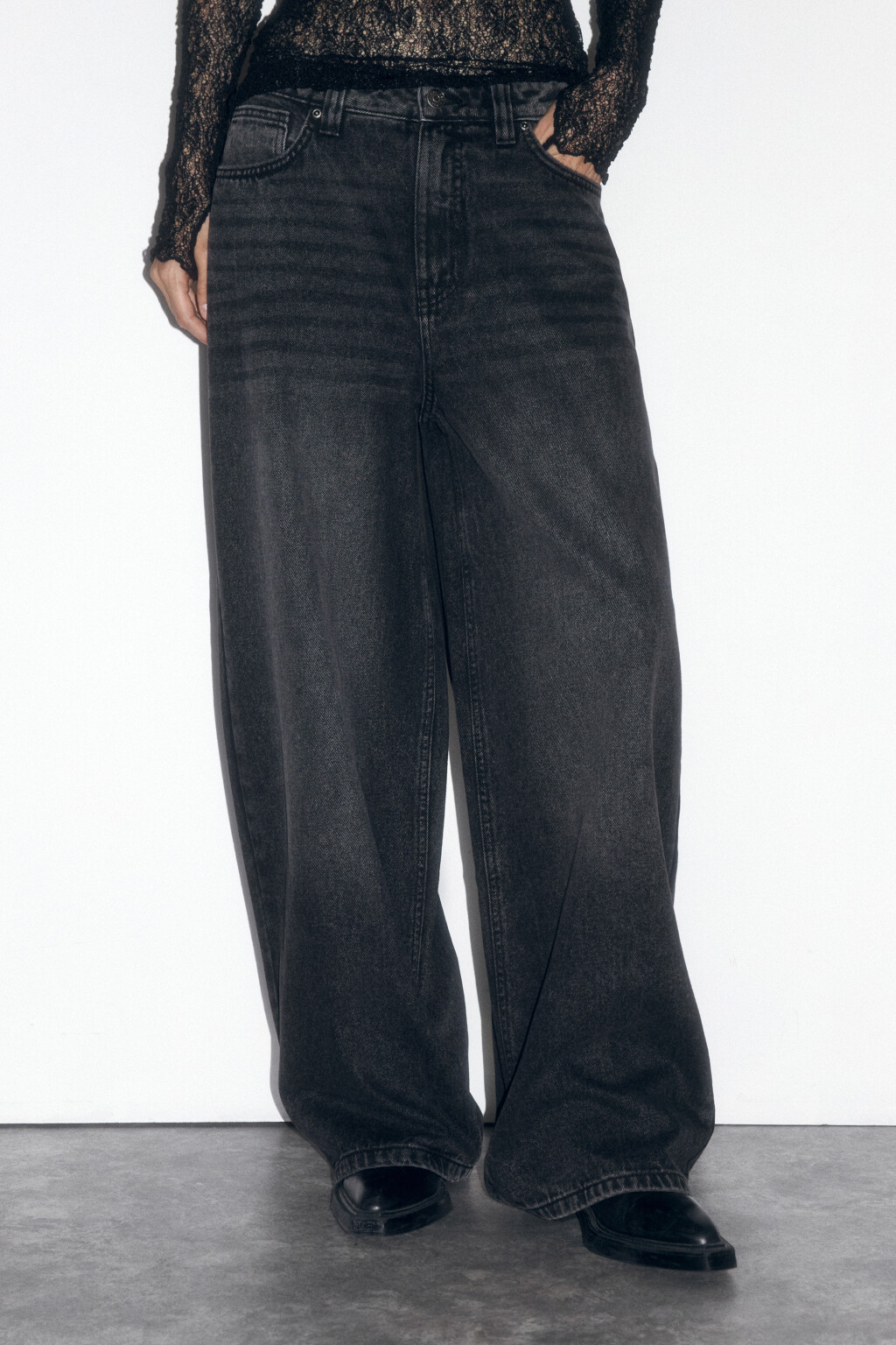 Джинсы багги широкие с низкой посадкой - цвет серый - 3