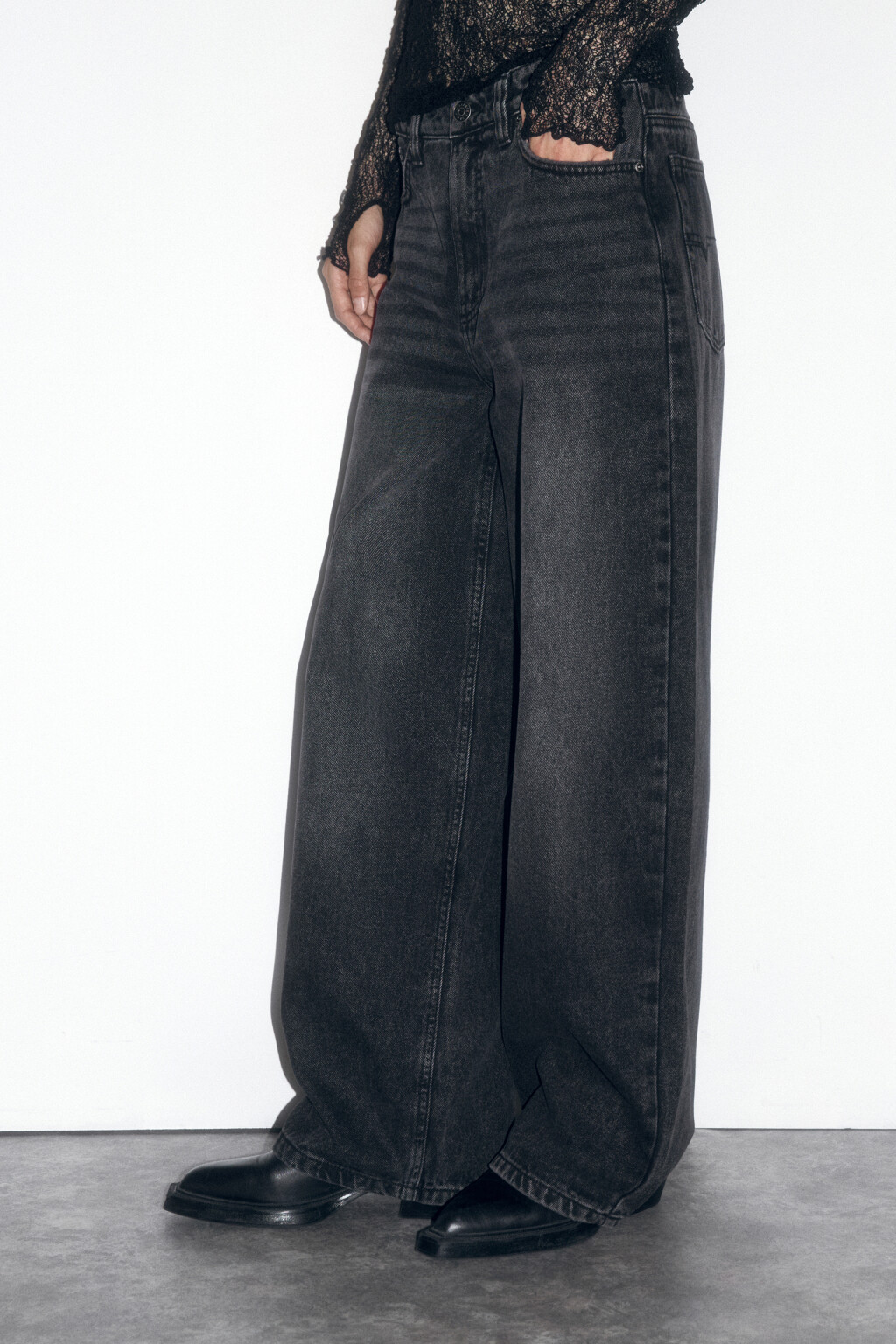 Джинсы багги широкие с низкой посадкой - цвет серый - 4