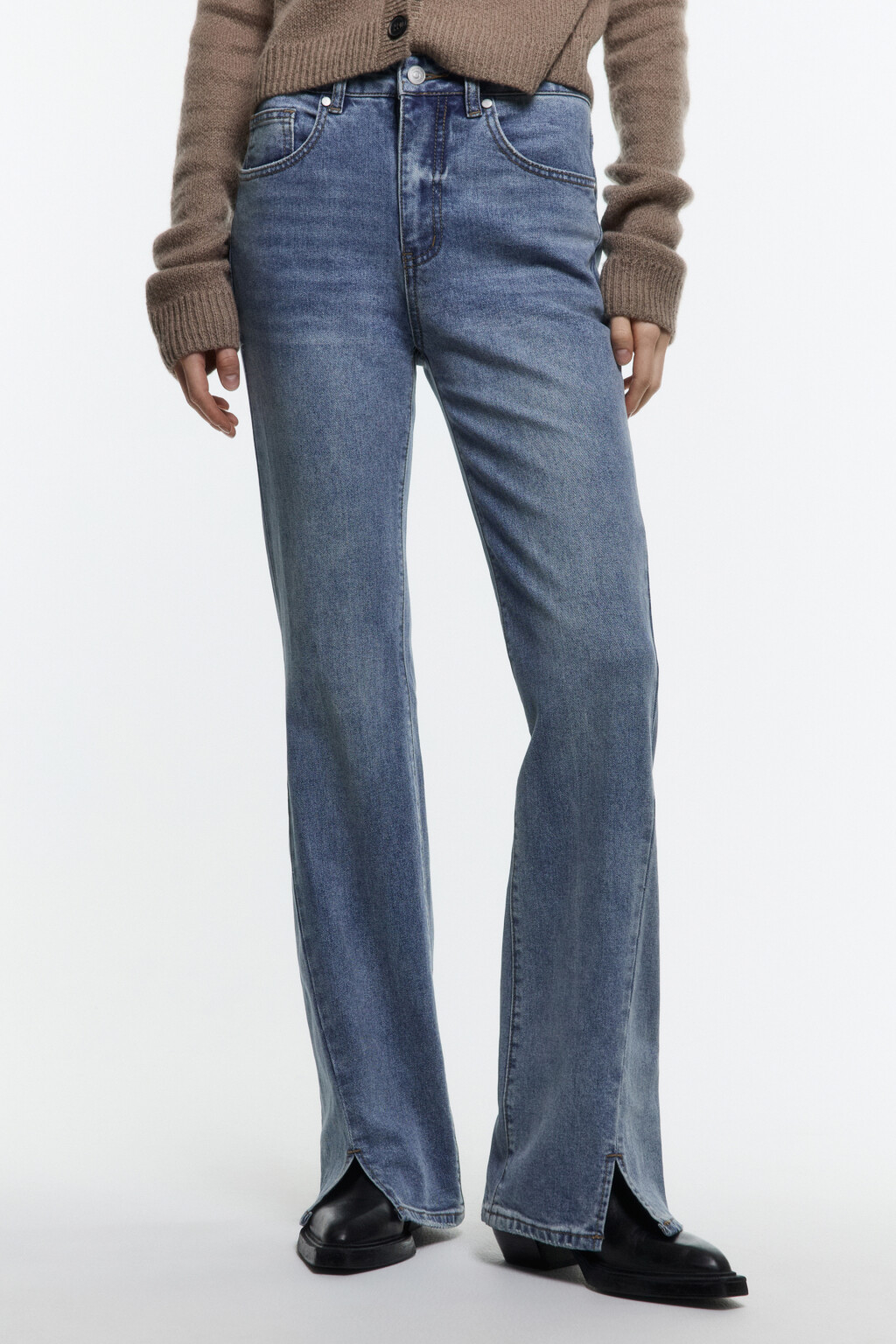 Джинсы bootcut со средней посадкой - цвет голубой - 1