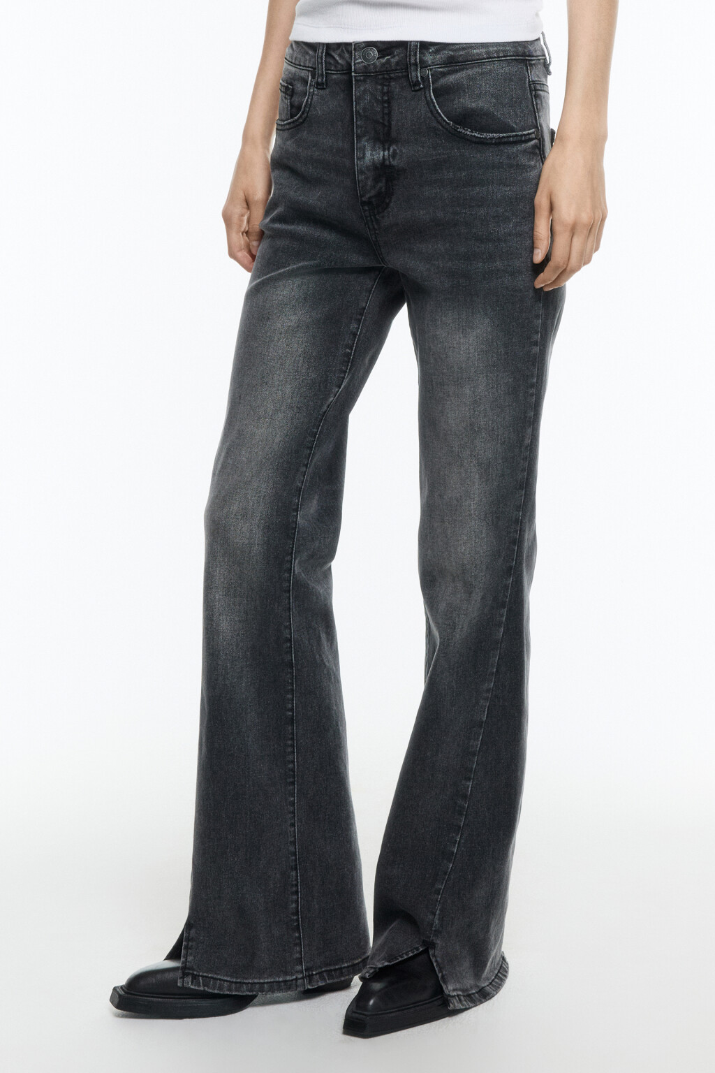 Джинсы клеш со средней посадкой - цвет серый - 3