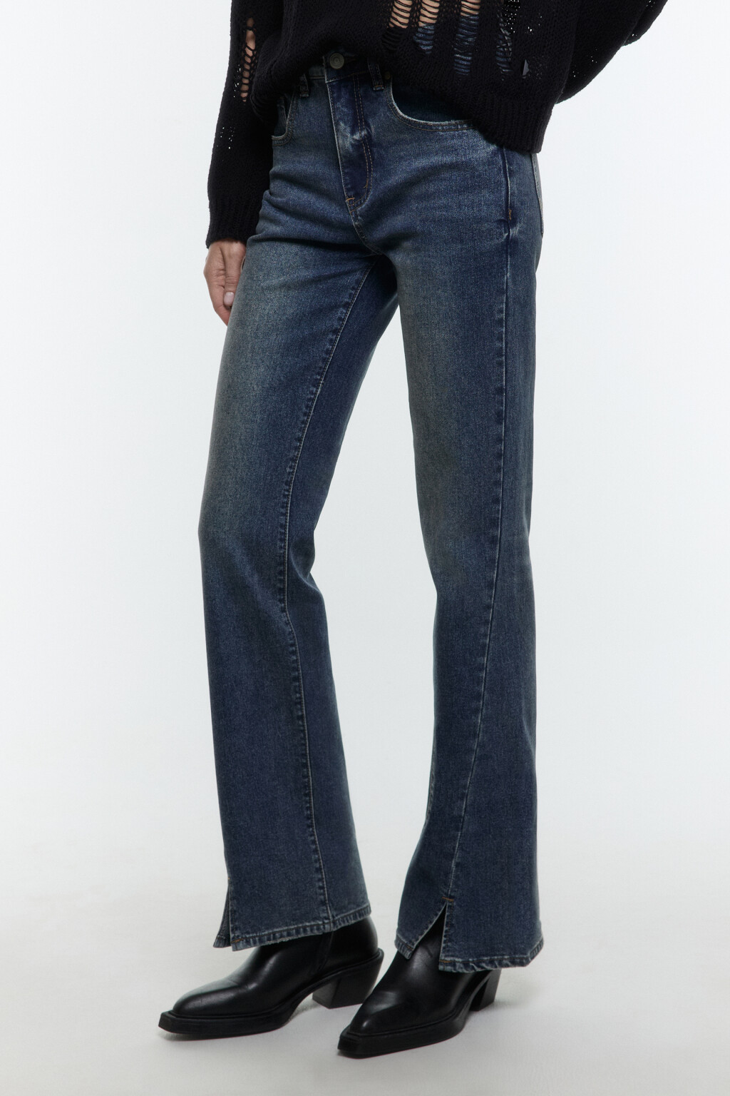 Джинсы bootcut со средней посадкой - цвет бордовый - 3