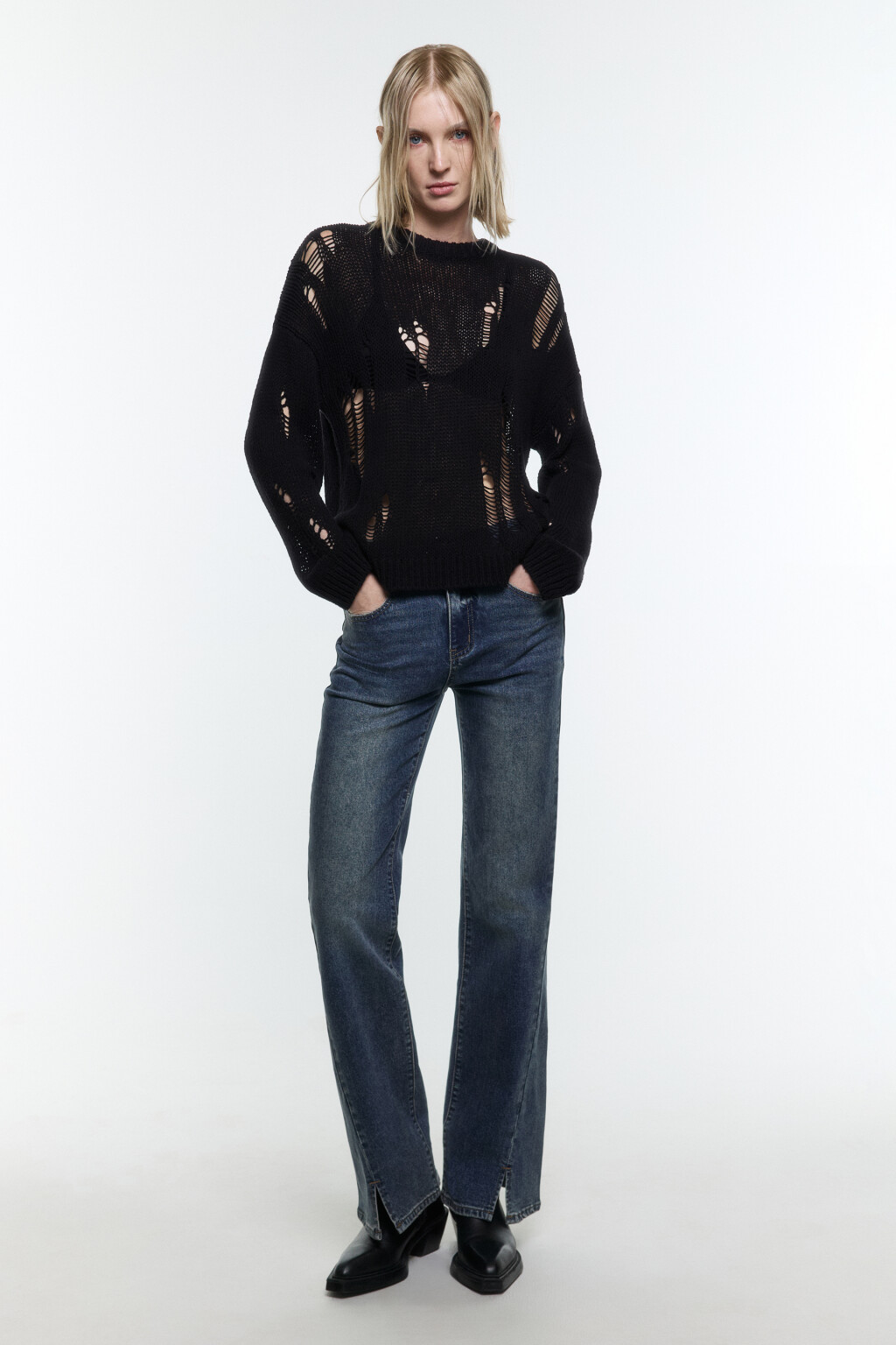 Джинсы bootcut со средней посадкой - цвет бордовый - 5