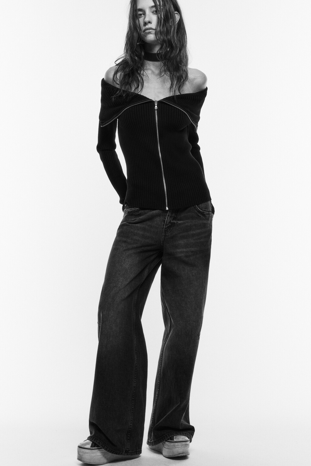 Джинсы baggy fit с низкой посадкой - цвет серый - 1