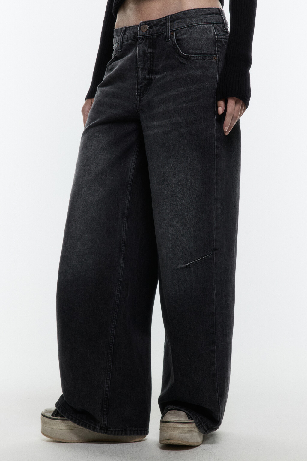 Джинсы baggy fit с низкой посадкой - цвет серый - 3