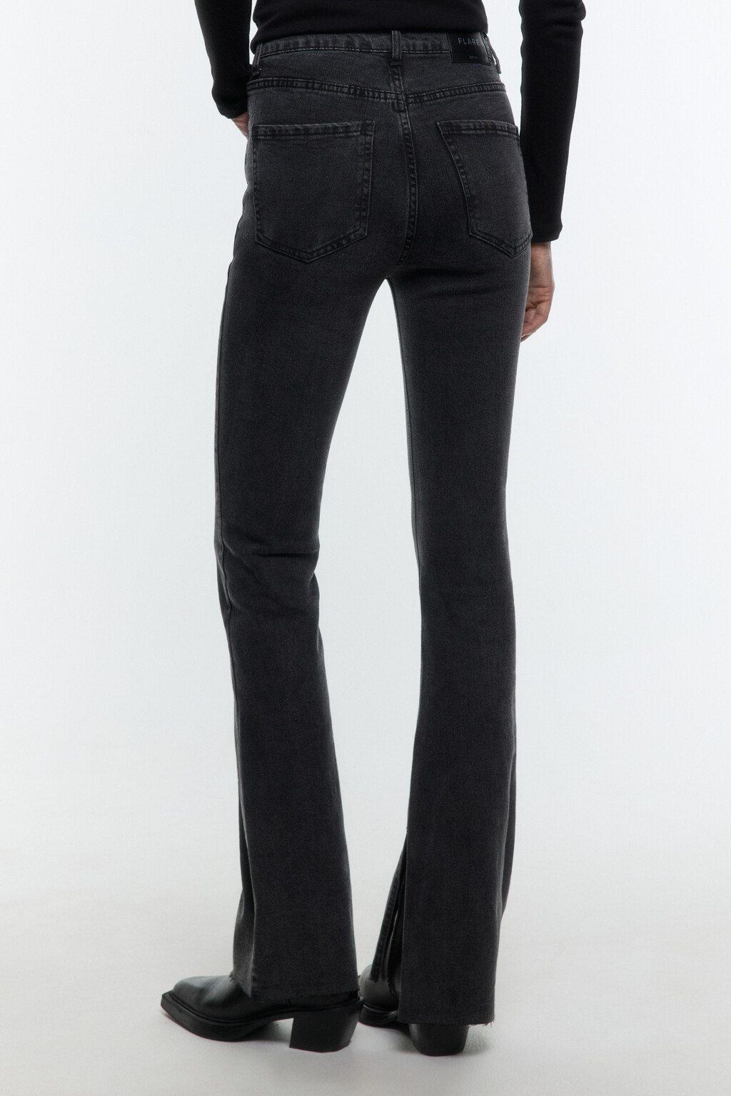 Джинсы клеш с высокой посадкой - цвет серый - 4