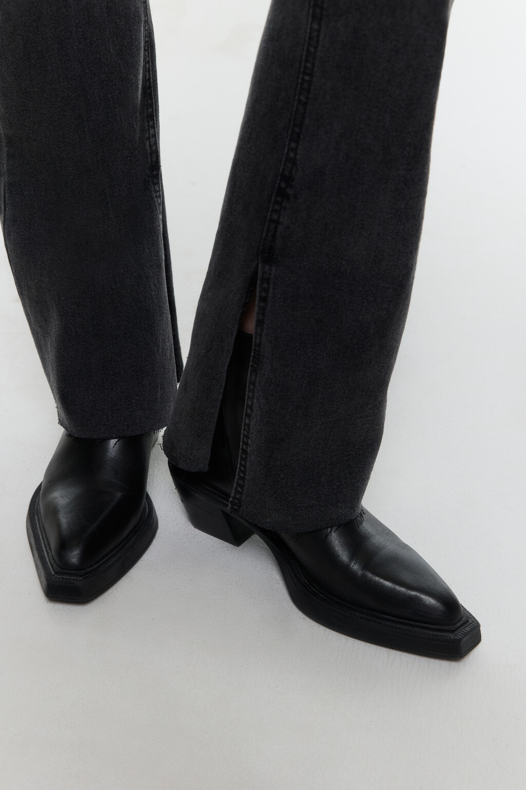 Джинсы клеш с высокой посадкой - цвет серый - 7