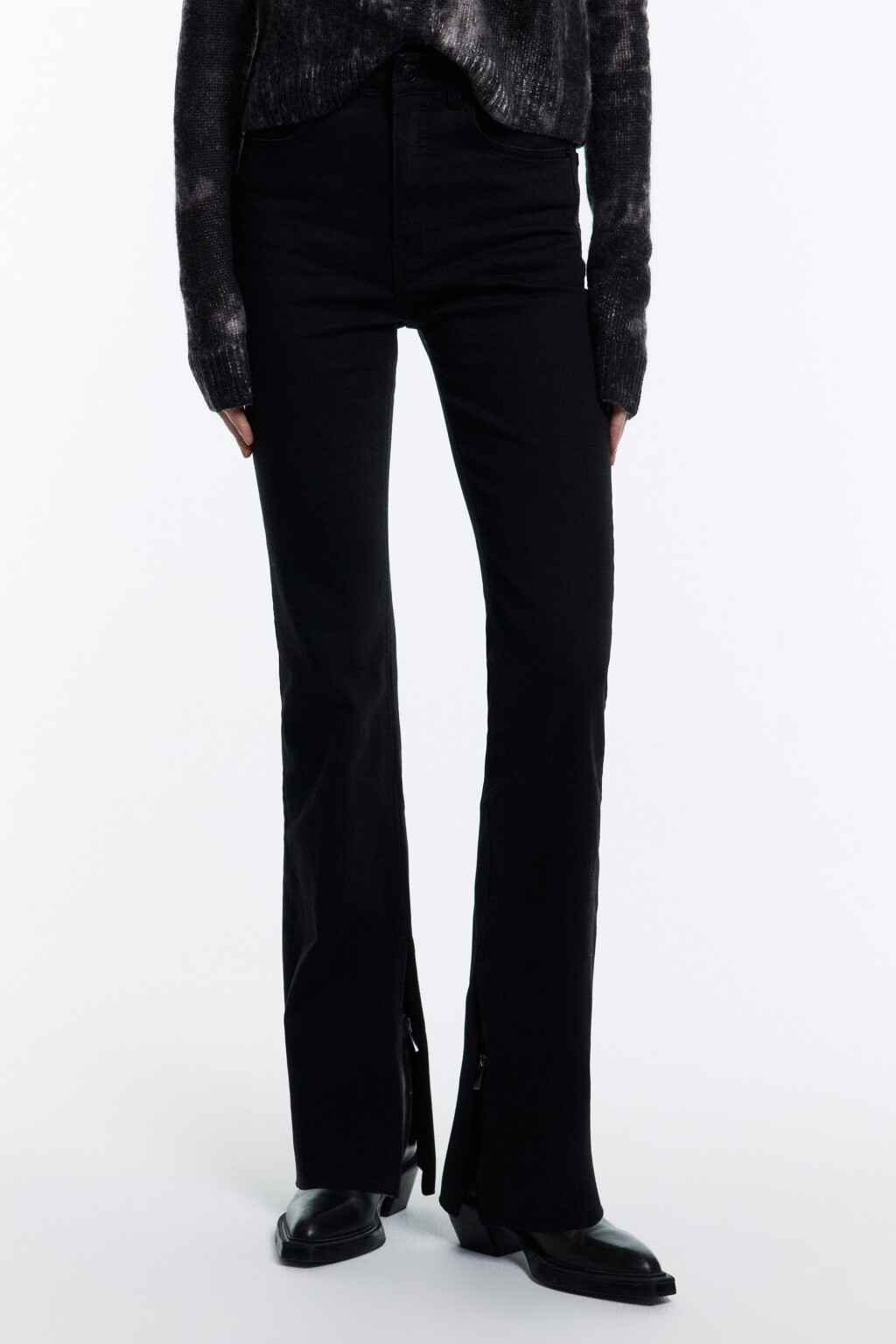 Джинсы клеш с высокой посадкой - цвет черный - 3