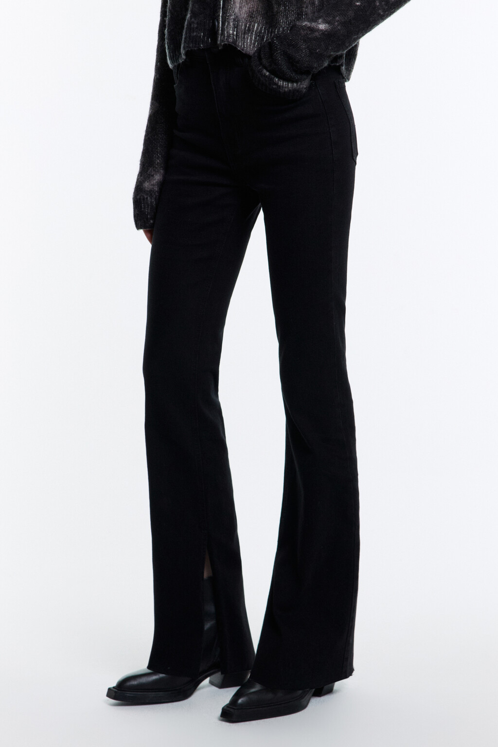 Джинсы клеш с высокой посадкой - цвет черный - 4
