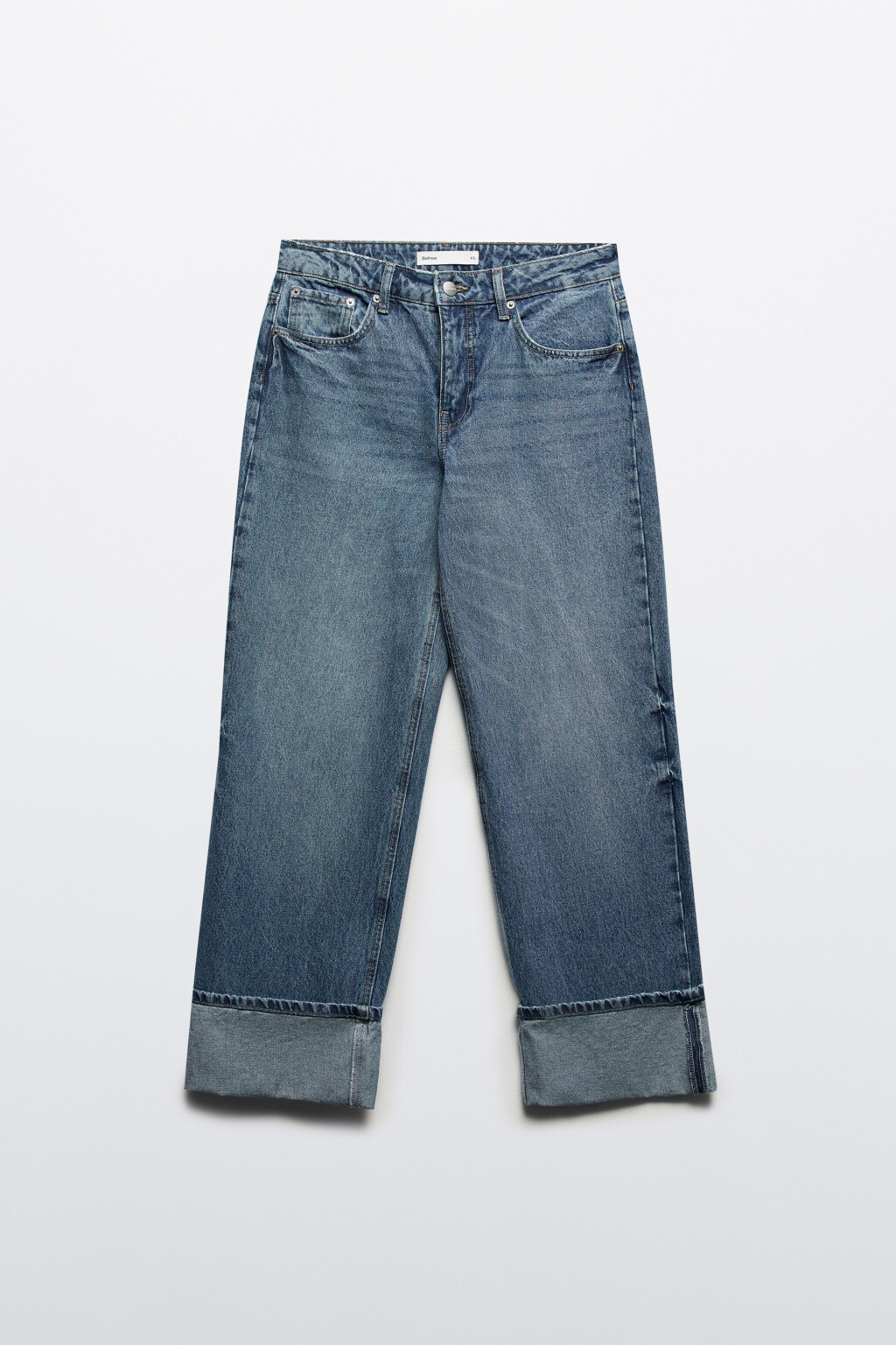 Джинсы straight fit прямые с широкими подворотами - цвет голубой - 8