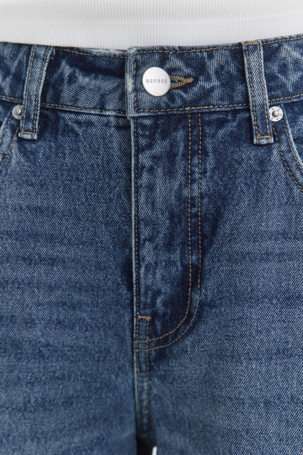 Джинсы straight fit прямые с широкими подворотами - цвет голубой - 6