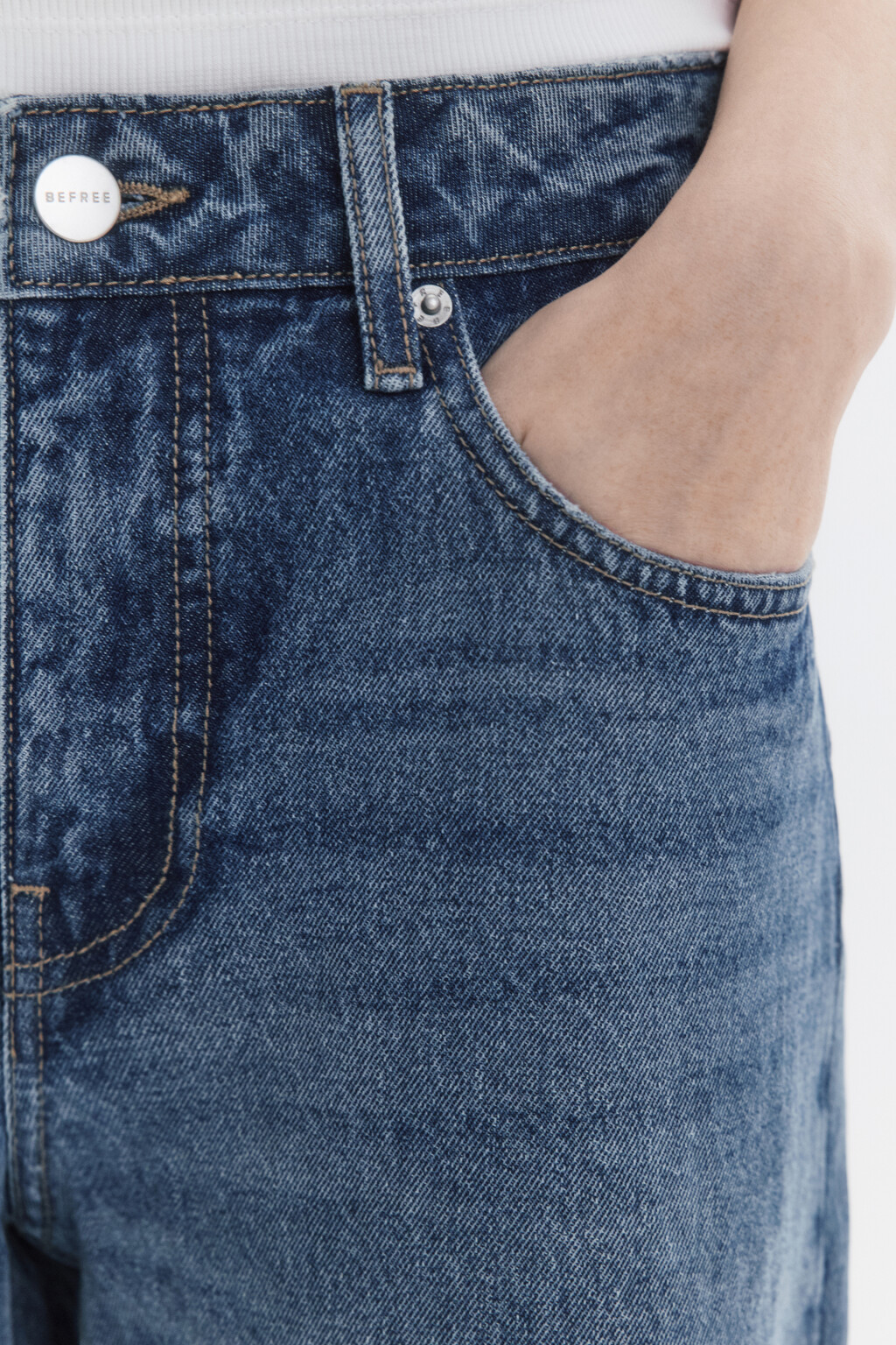 Джинсы straight fit прямые с широкими подворотами - цвет голубой - 7