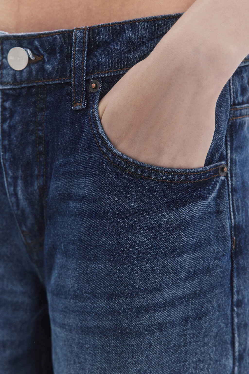 Джинсы straight fit прямые с широкими подворотами - цвет синий - 7