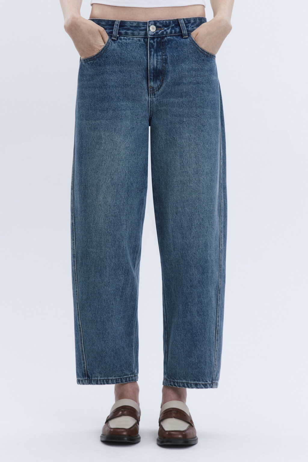 Джинсы barrel fit со средней посадкой - цвет синий - 1