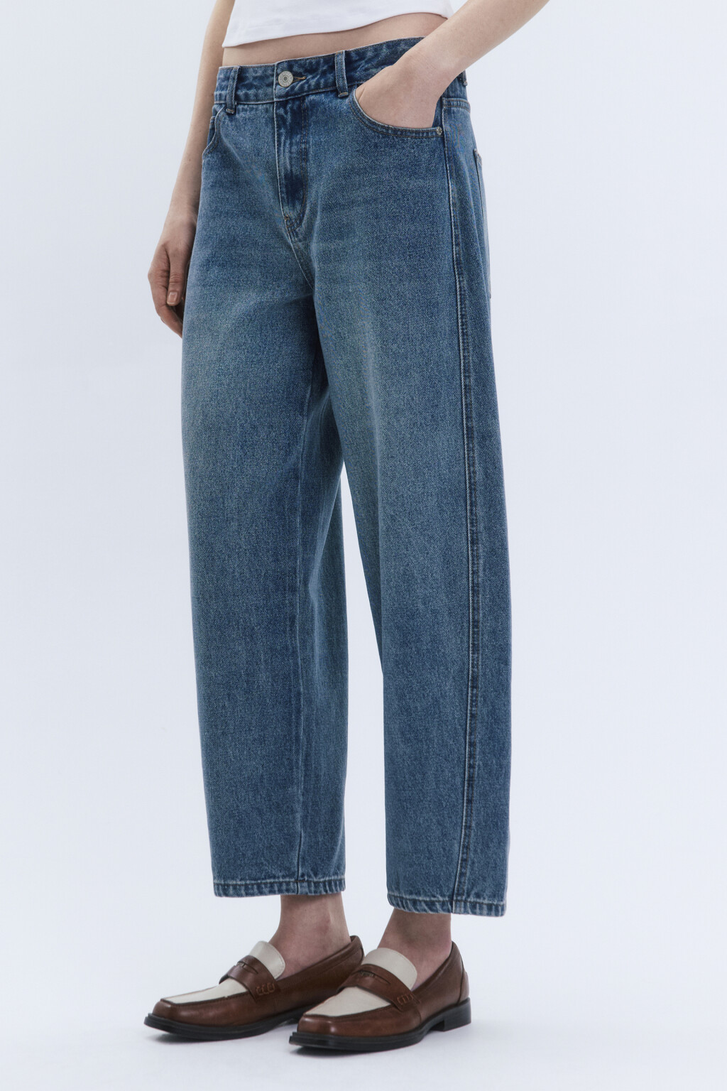 Джинсы barrel fit со средней посадкой - цвет синий - 2