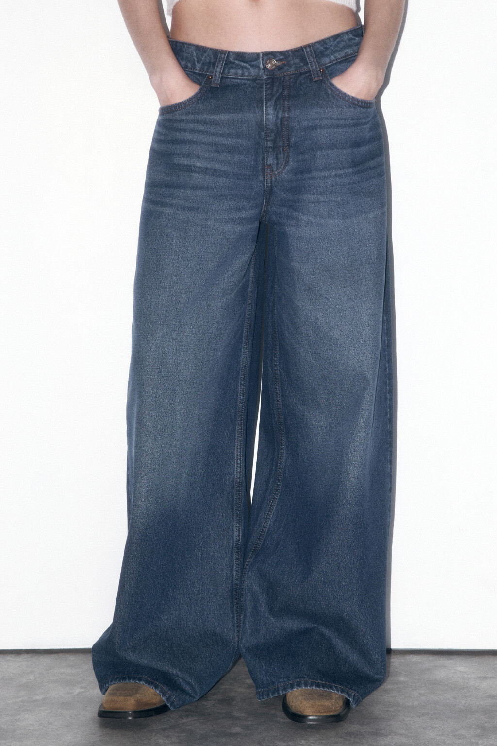 Джинсы wide leg со средней посадкой - цвет голубой - 2