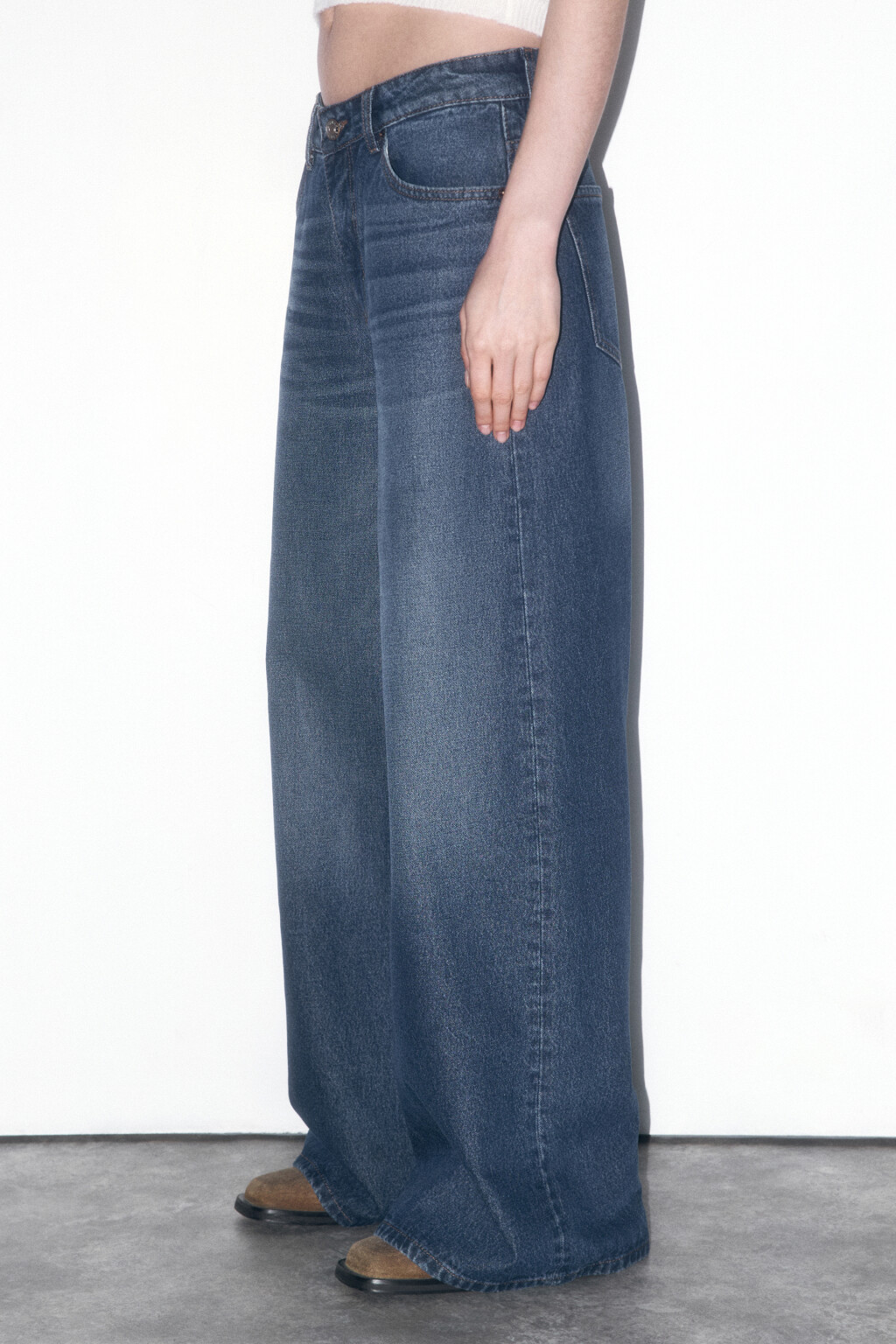 Джинсы wide leg со средней посадкой - цвет голубой - 3