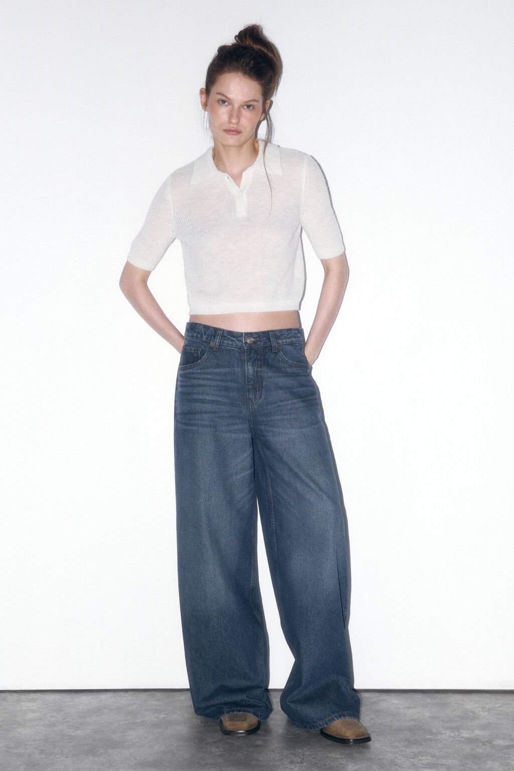 Джинсы wide leg со средней посадкой - цвет голубой - 5