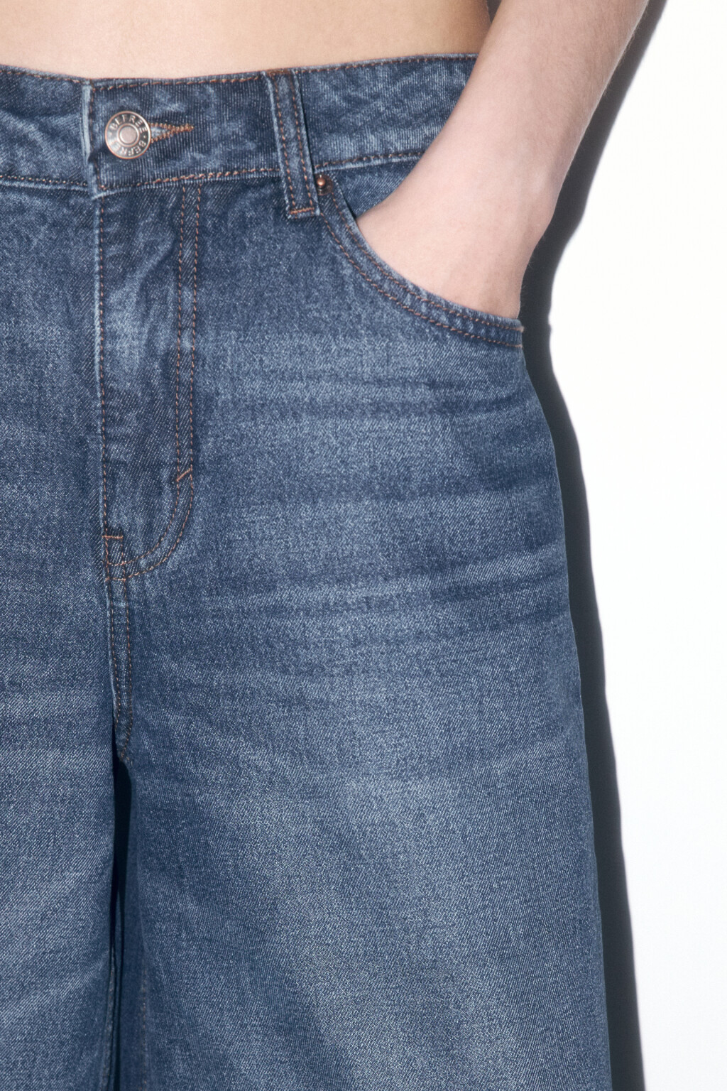 Джинсы wide leg со средней посадкой - цвет голубой - 6