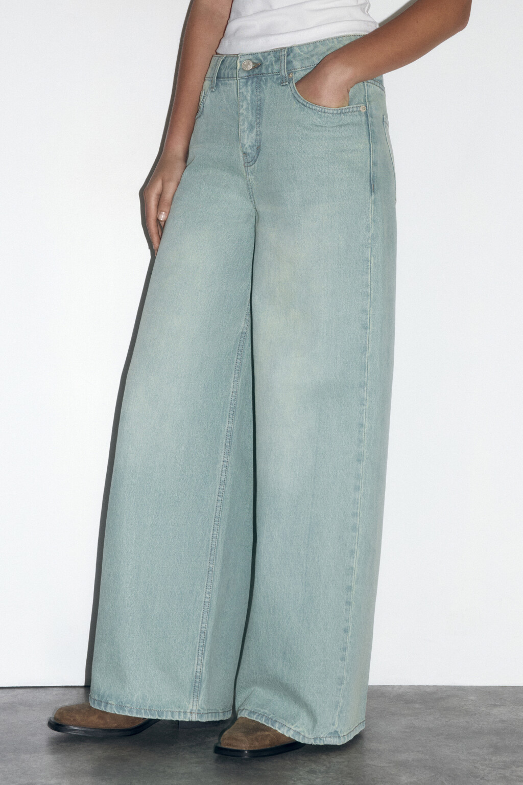 Джинсы wide leg со средней посадкой - цвет синий - 3