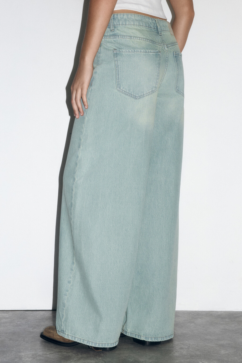 Джинсы wide leg со средней посадкой - цвет синий - 4