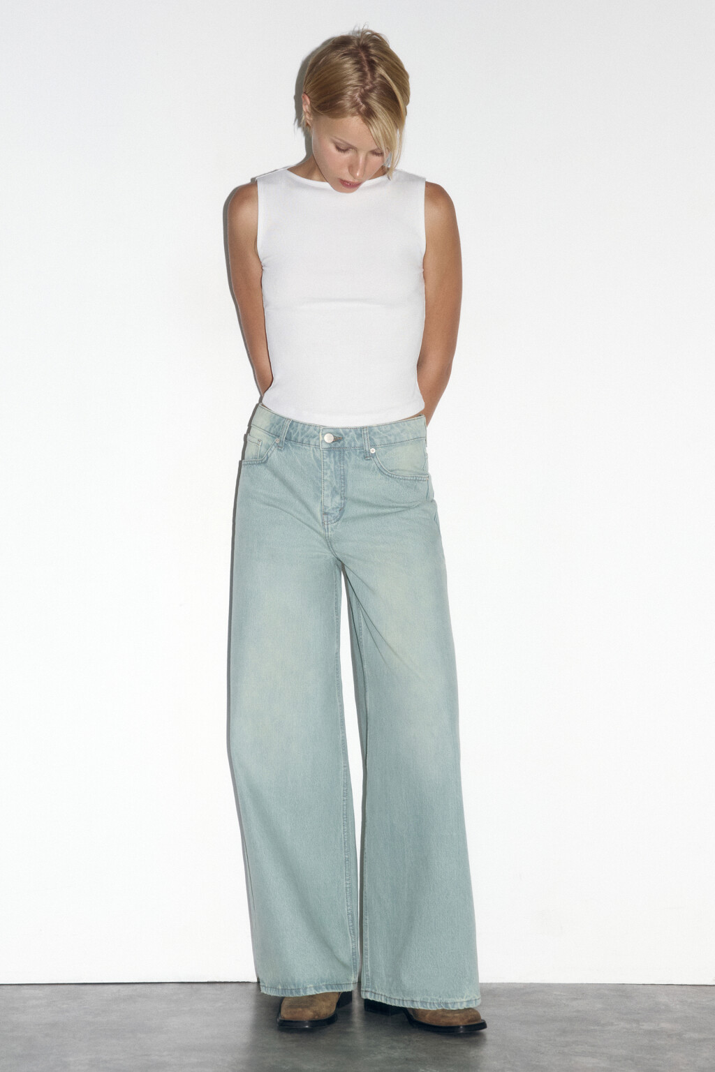 Джинсы wide leg со средней посадкой - цвет синий - 5