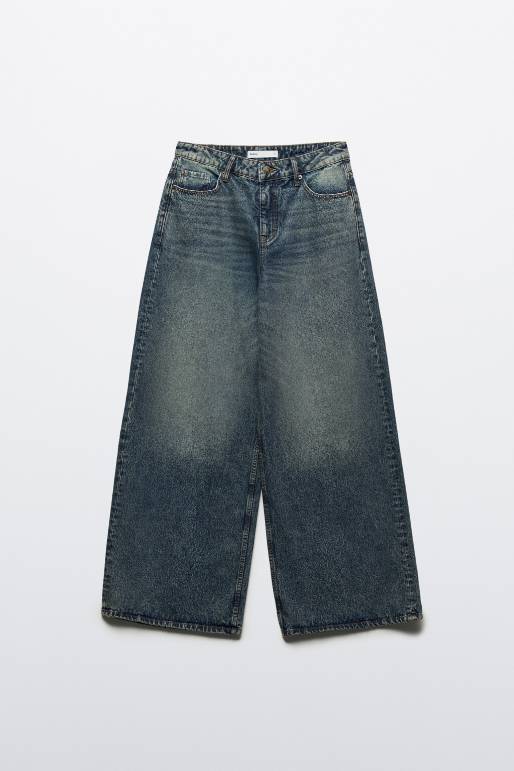 Джинсы wide leg со средней посадкой - цвет темный тинт - 8