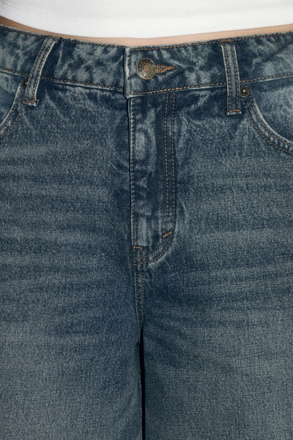 Джинсы wide leg со средней посадкой - цвет темный тинт - 6