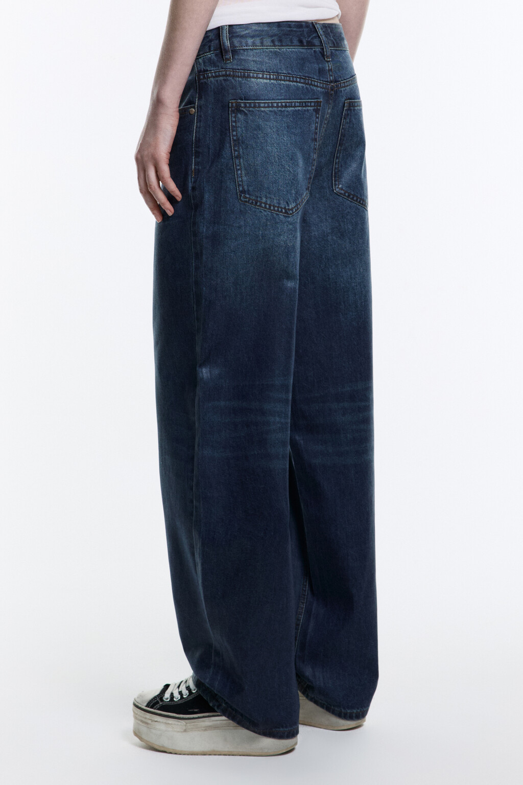 Джинсы baggy fit с блестящим напылением - цвет бордовый - 4
