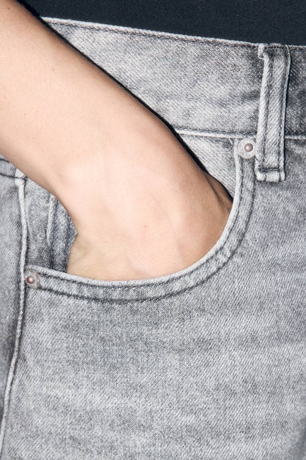 Джинсы прямые с высокой посадкой - цвет серый - 7