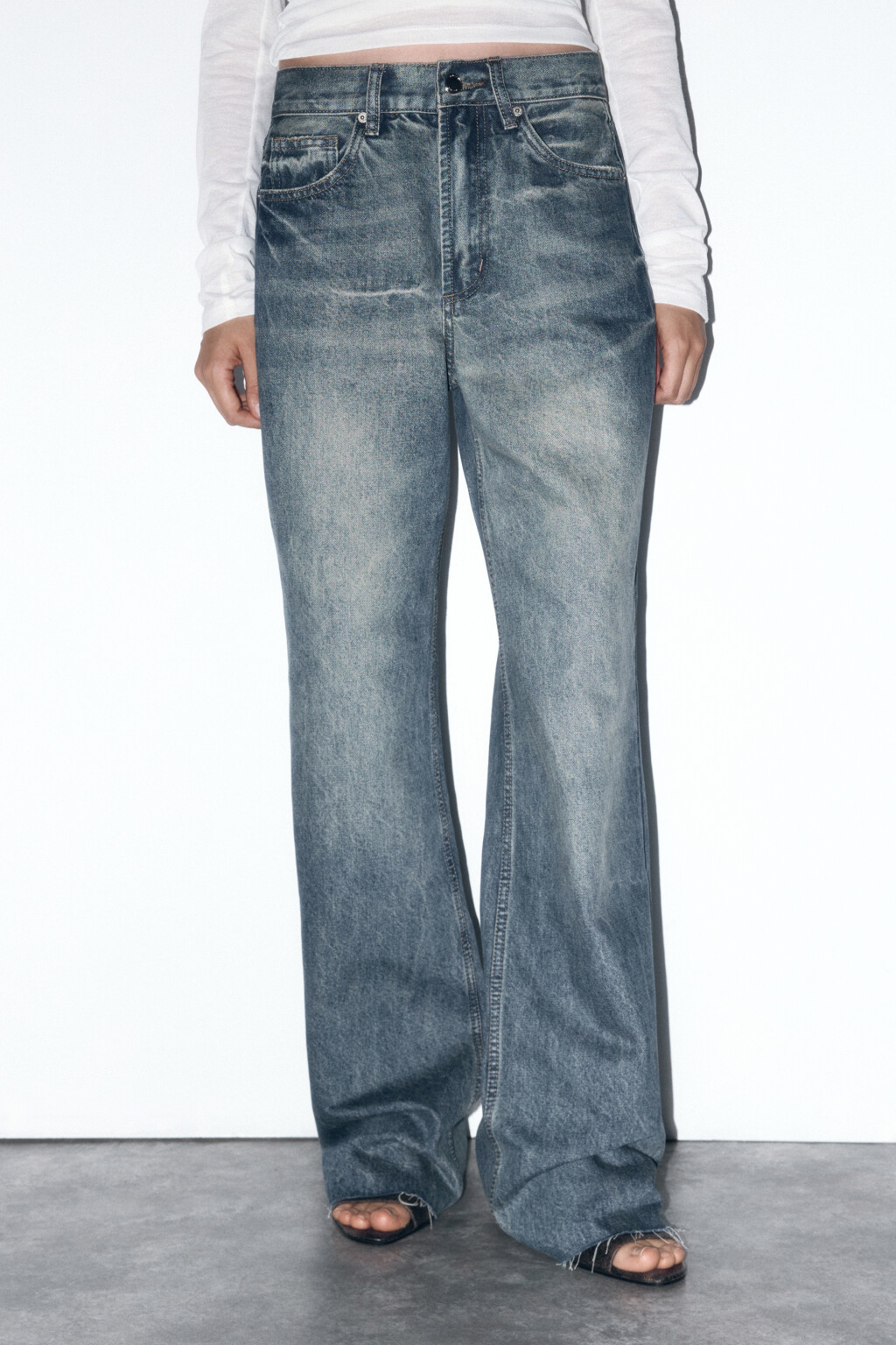 Джинсы прямые с высокой посадкой - цвет бордовый - 2