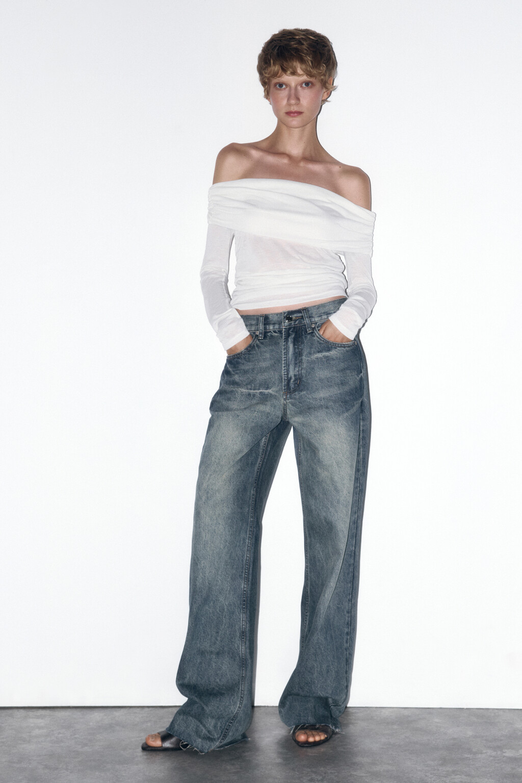 Джинсы прямые с высокой посадкой - цвет бордовый - 5