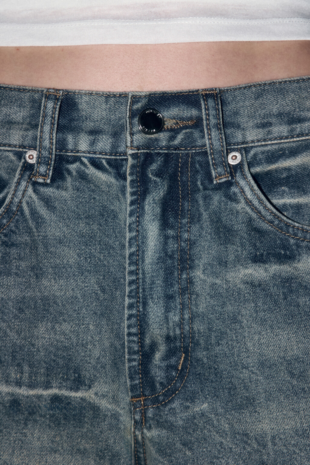 Джинсы прямые с высокой посадкой - цвет бордовый - 6