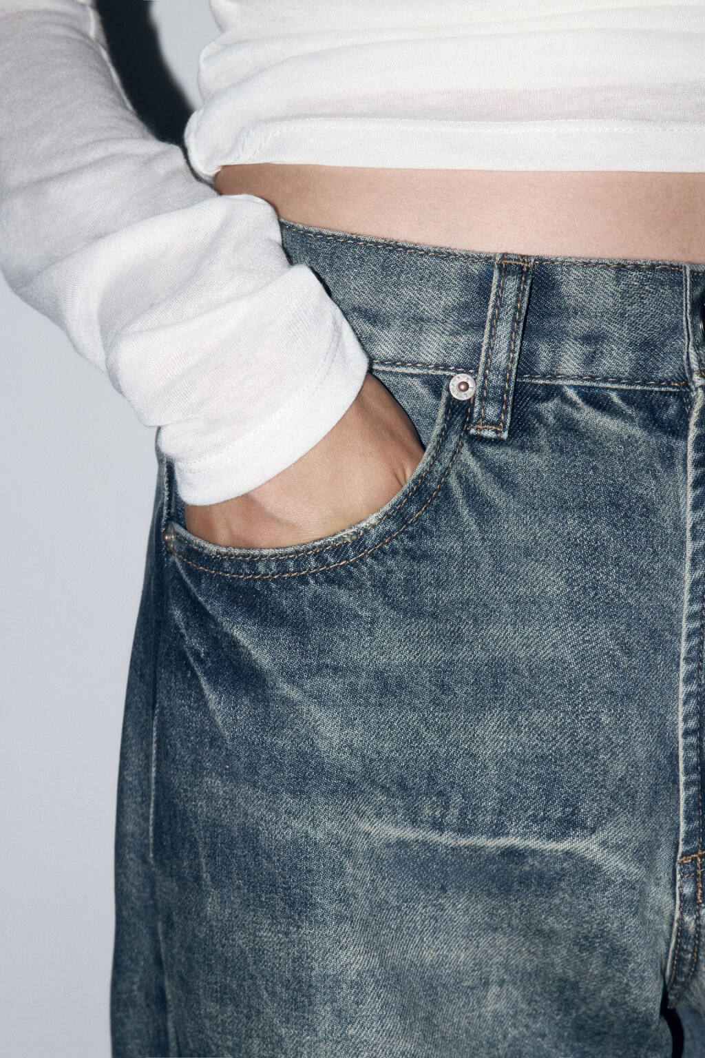 Джинсы прямые с высокой посадкой - цвет бордовый - 7