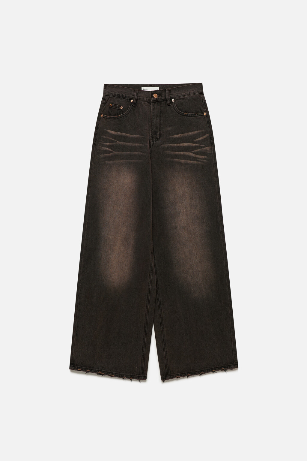 Джинсы багги с эффектом масляной стирки - цвет коричневый - 9