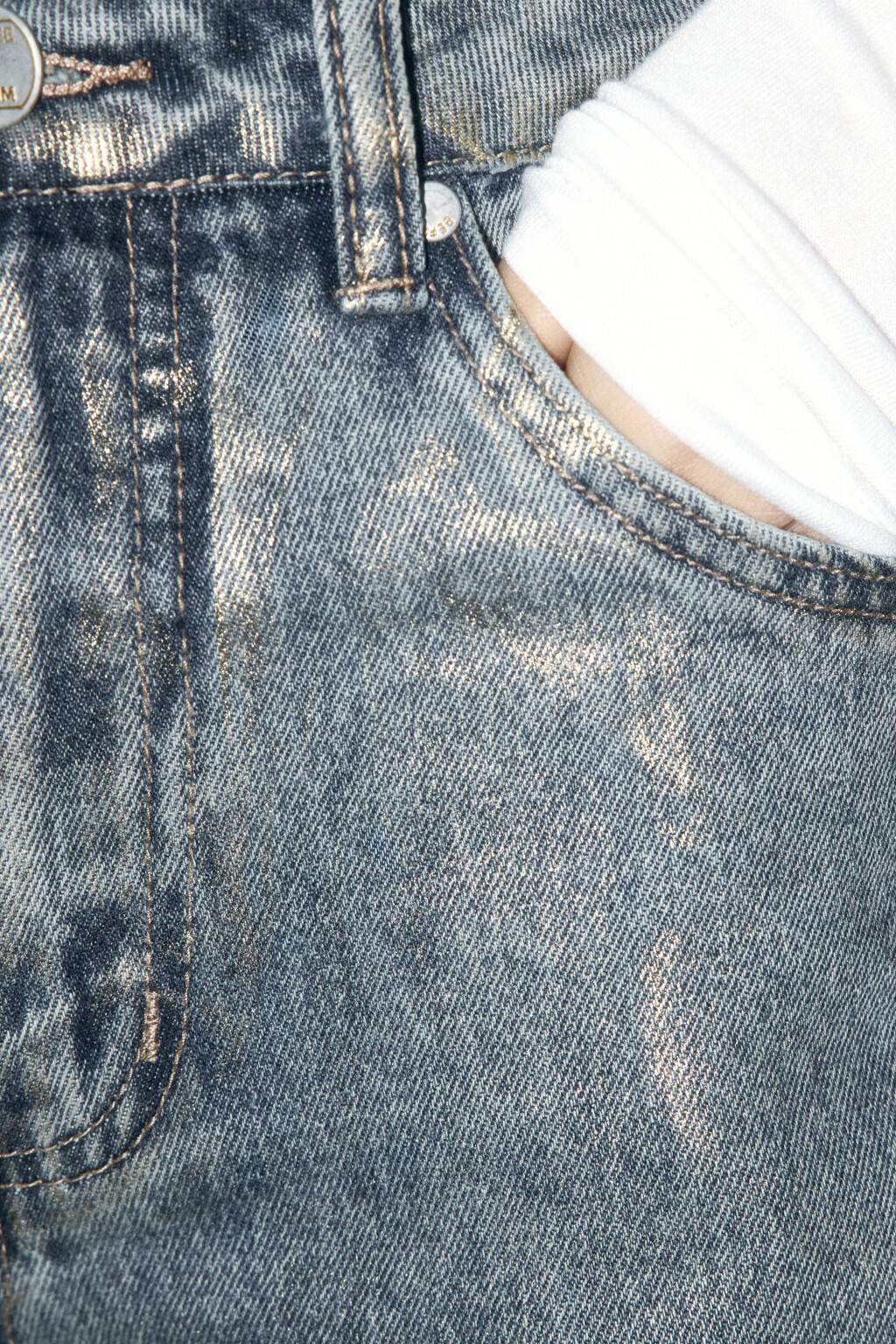 Джинсы широкие со стиркой и накатом - цвет синий - 6