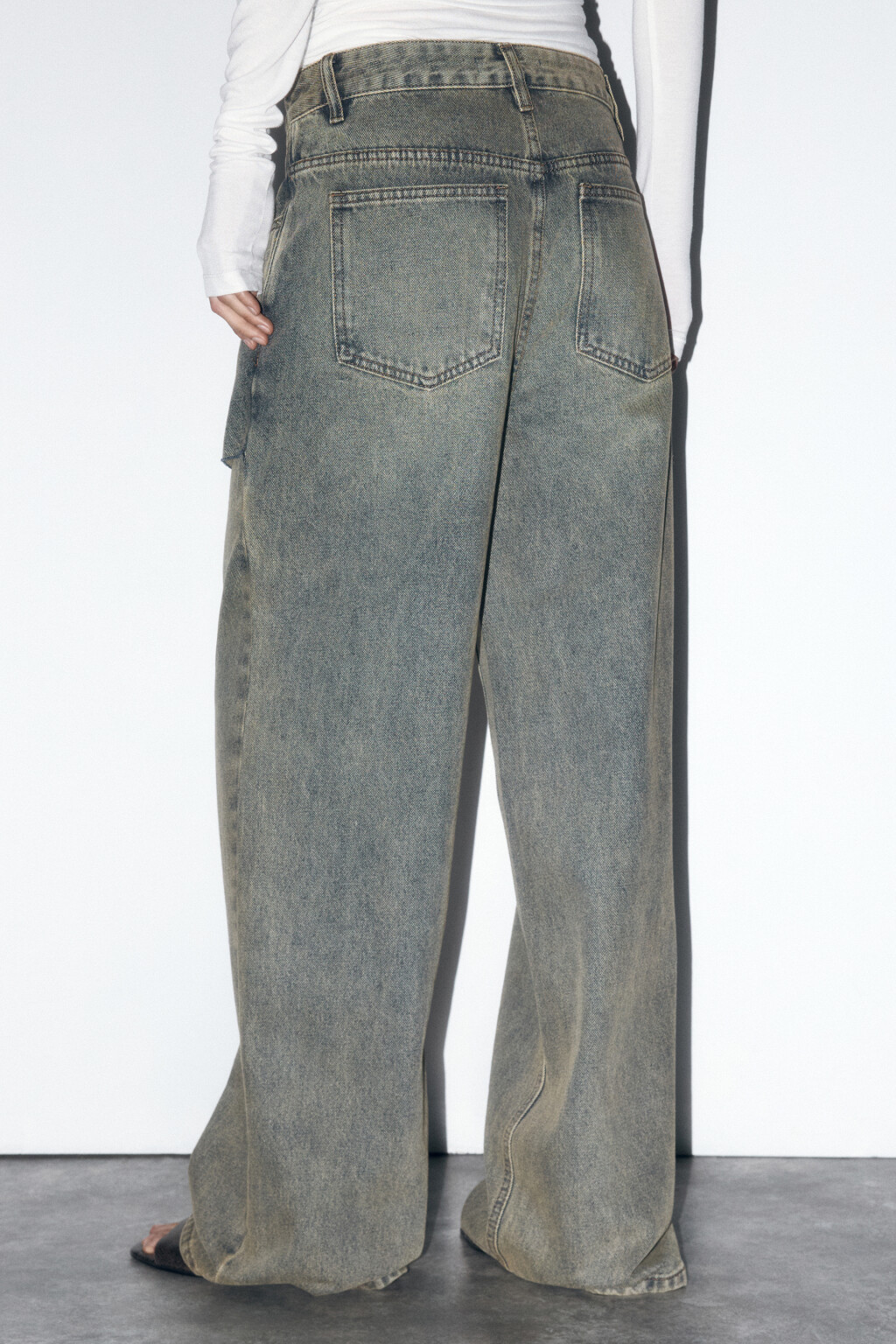 Джинсы широкие с имитацией юбки - цвет бордовый - 3