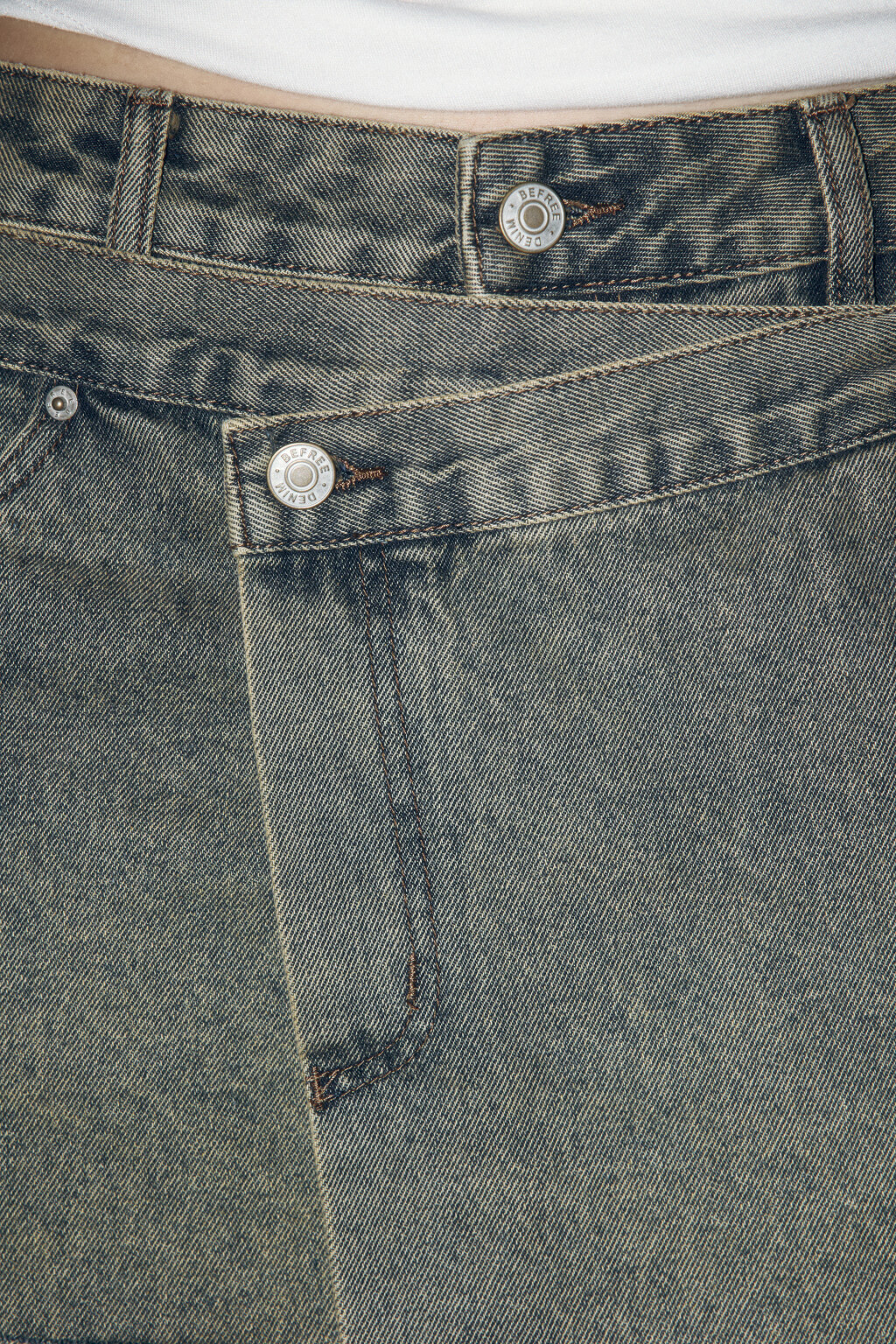 Джинсы широкие с имитацией юбки - цвет бордовый - 6